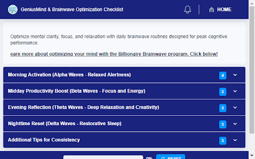 GeniusMind & Brainwave Optimization Checklist