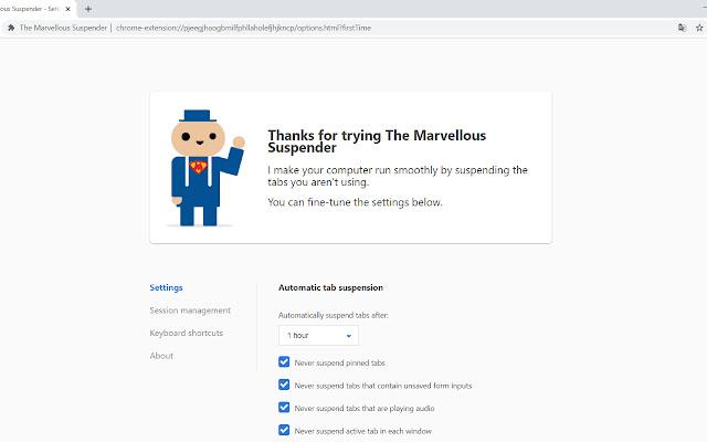 The Marvellous Suspender chrome extension