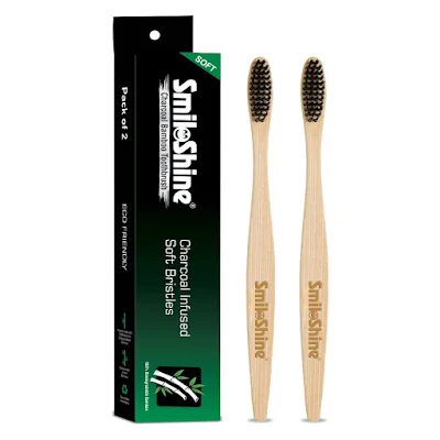 SmiloShine Charcoal Bamboo Tooth Brush Pack 2s