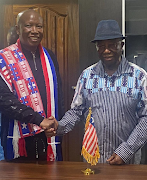 EFF President Julius Malema with newly elected Liberian President Joseph Boakai.