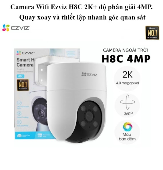 Camera Wifi Ezviz H8C 4Mp 2K, Quay Quét 360 Độ, Đàm Thoại 2 Chiều, Ghi Hình Màu Ban Đêm - Hàng Chính Hãng