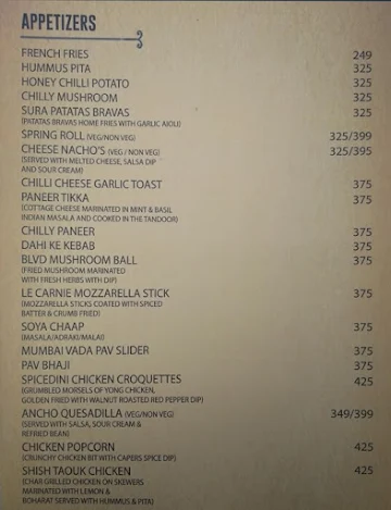 K Boulevard menu 