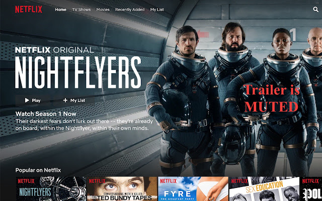 Mute Netflix Previews chrome extension