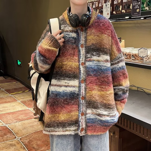 Title 1, Vintage Rainbow Contrast Sweater Coat – Stay wa...