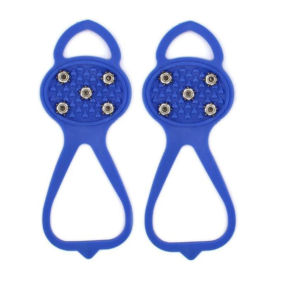 Crampons Unisex 5 Dents pour Chaussures, Antidérapants pour Neige, Crampons à Pointes pour Randonnée et Escalade