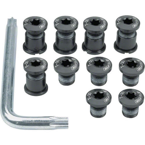 FSA Black Torx T-30 Alloy Mountain Chainring Nut/Bolt Set w Tool