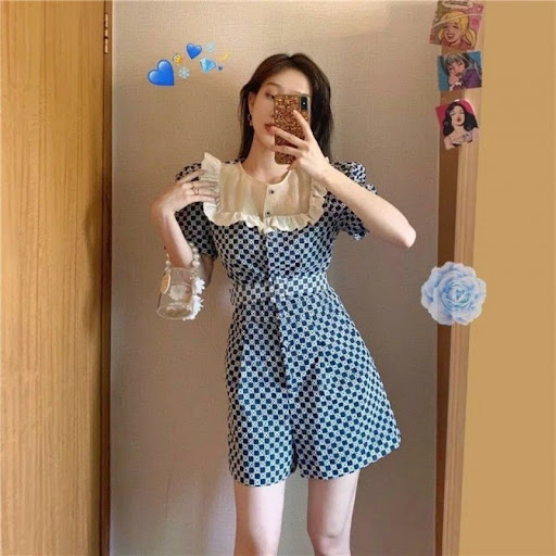 Title 6, Small French Retro Plaid Jumpsuit offering high...