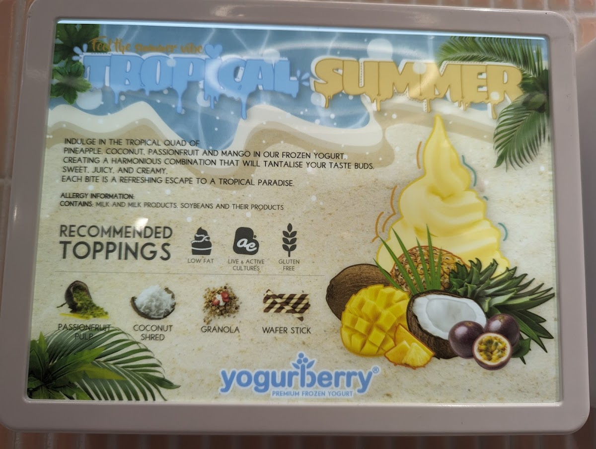 Yogurberry gluten-free menu
