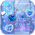 Blue diamond necklace sparkling love theme icon