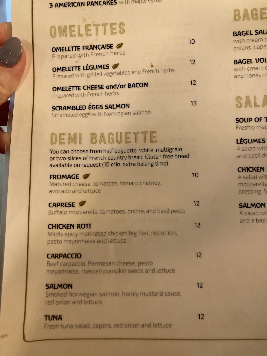 De Volkslust gluten-free menu