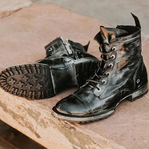Title 5, Round toe retro lace-up casual short boots, per...
