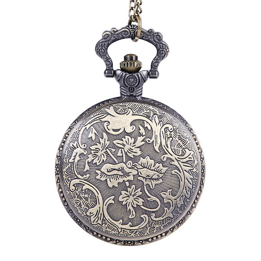 Title 5, Large retro classic clamshell rune pocket watch...