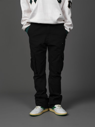 Title 2, Retro Two-color Casual Pocket Micro-flare Pants...