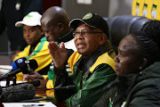 Basikopo Makamu, Soviet Lekganyane, Stan Mathabatha and Florence Radzilani addressing the media on the state of readiness to commence with the ANC provincial conference.