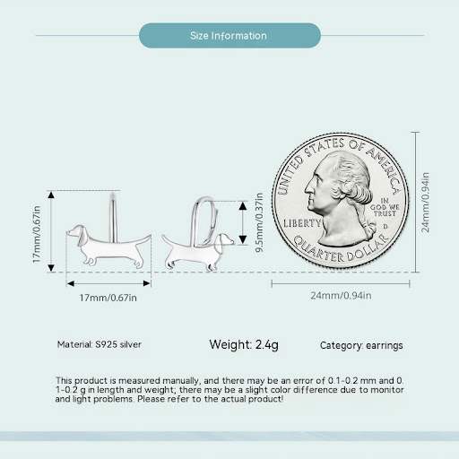 Title 15, Aifule Original Cute Sausage Dog Stud Sterling ...