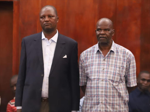 Homa Bay MCAs Julius Gaya and Philomen Onditi at the Kisumu law court on Wednesday, November 21, 2018. /FAITH MATETE