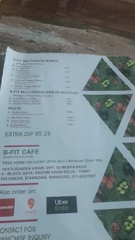 B Fit Cafe menu 1