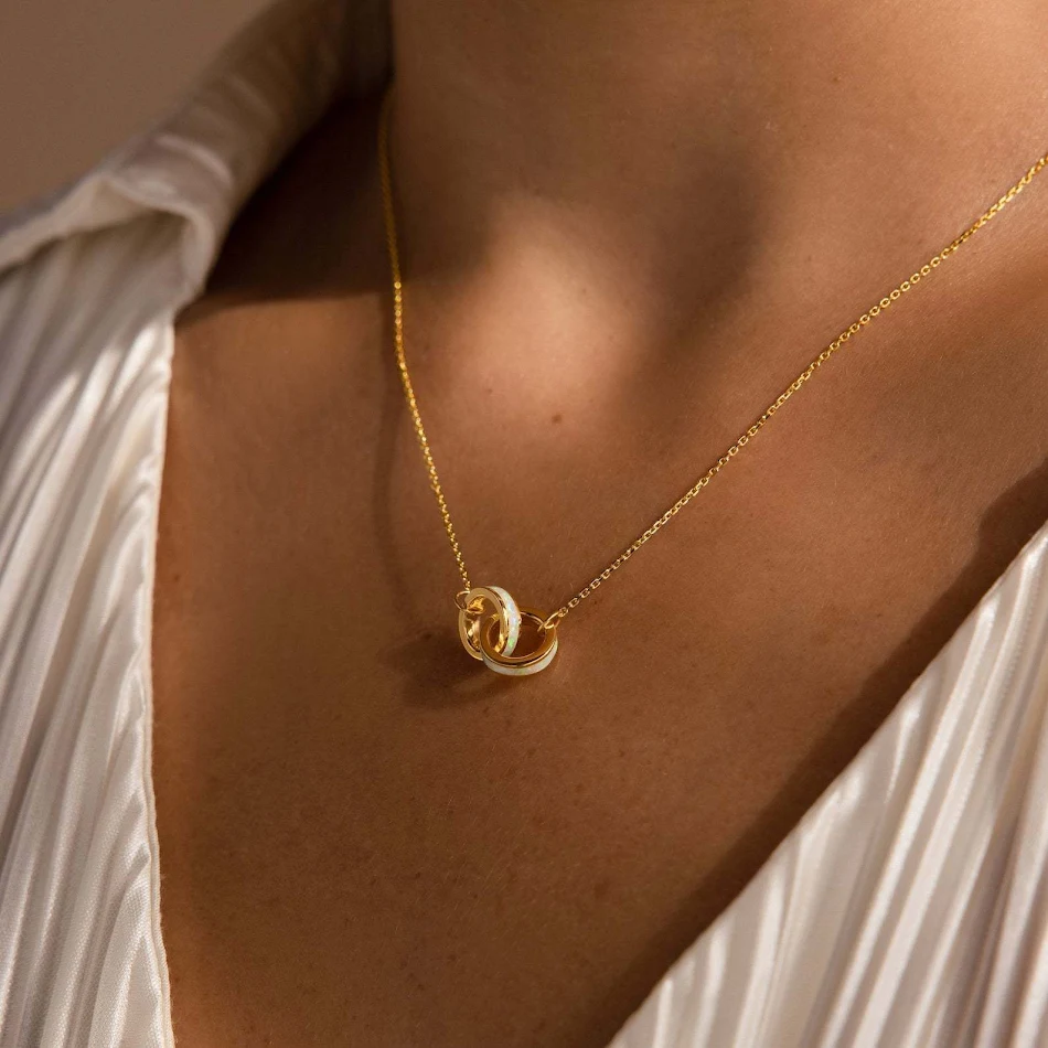 Collier Bracelet Anneau Éternel Acier Inoxydable Couture Asymétrique Bijou Femme Élégant et Intemporel