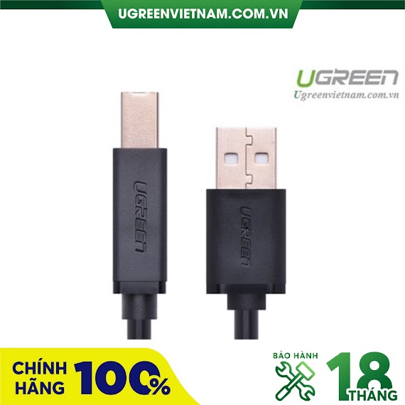 Cáp Usb 2.0 Máy In 3M Ugreen 10351 Đầu Cáp Mạ Vàng Chính Hãng