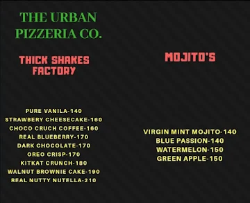 The Urban Pizzeria menu 