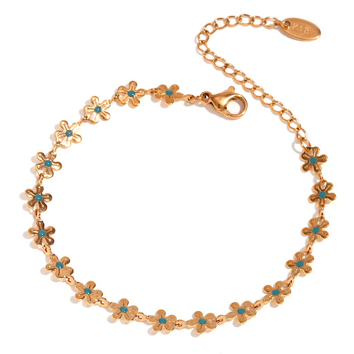 Title 4, 18K Blue Drip Oil Plated Small Flower Handmade ...