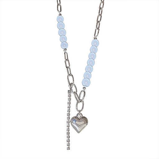 Title 2, Diamond Heart Reflective Pearl Necklace Shine ...