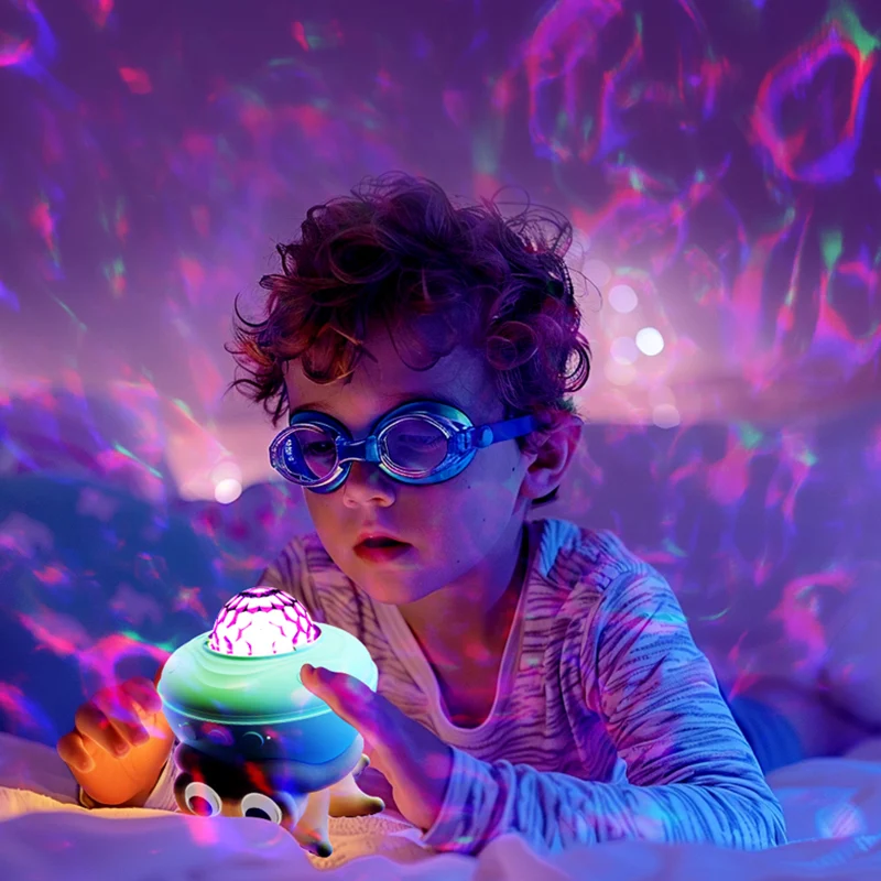 Ocean Series Octopus Projection Light for kids creates a starry sky and relaxing ocean waves, perfect for the bedroom ex