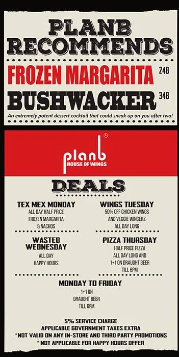 Plan B menu 