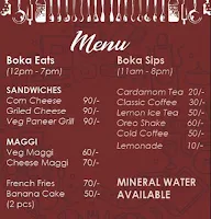 Boka Book Cafe menu 1