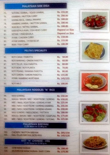 Nasi Kandar Pelita menu 