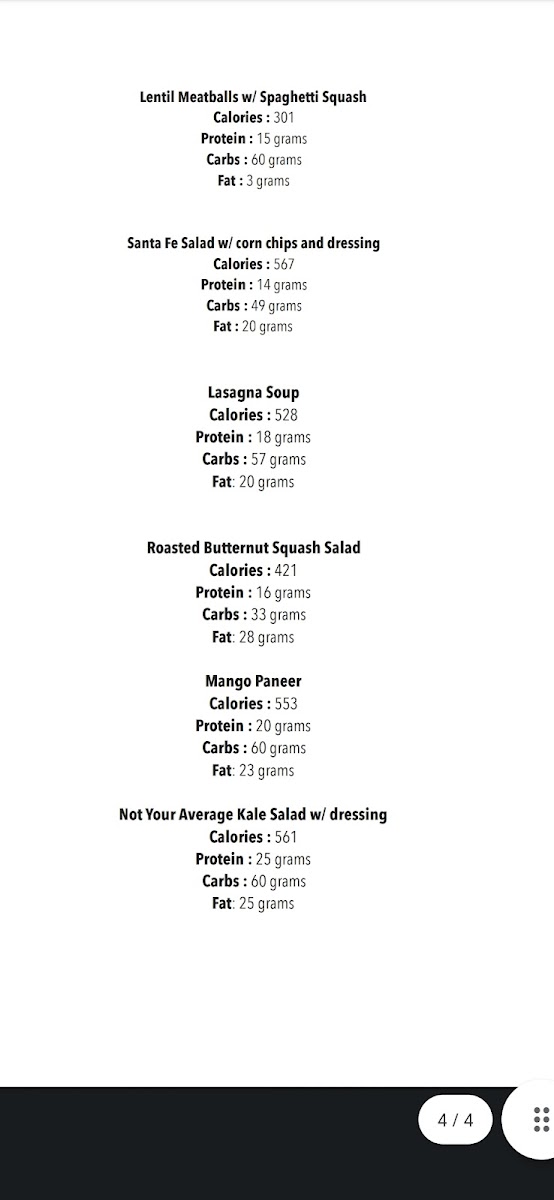 The Nom Shuswap gluten-free menu