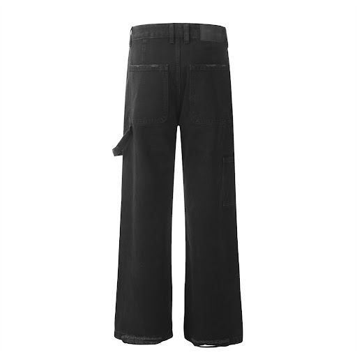Title 1, Mens jeans with hole patches and decorative ri...
