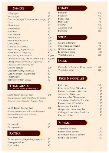 Sree Krishna Inn menu 
