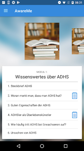 Screenshot AwareMe ADHS