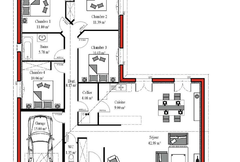  Vente Terrain + Maison - Terrain : 1 030m² - Maison : 100m² à Haut-Mauco (40280) 