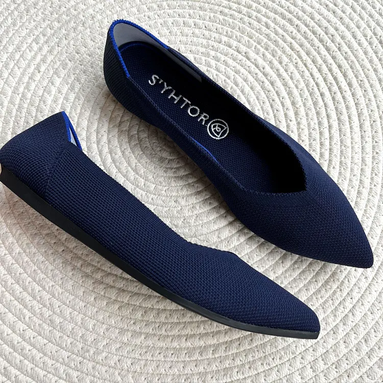 Escarpins femme confortables, à bout pointu et bouche peu profonde. Ballerines tissées volantes pour un style élégant et léger.