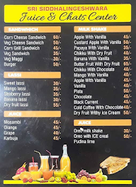 Sri Siddalingeshwara Juice And Chats Center menu 1