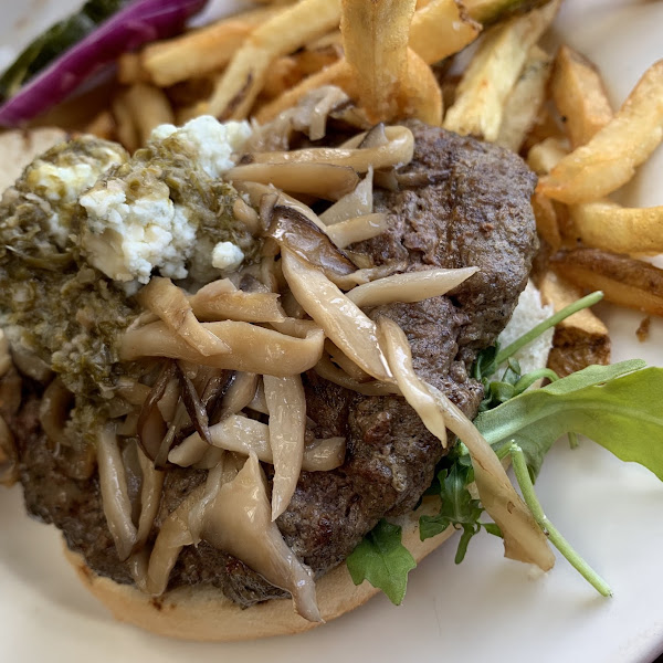 Steakhouse burger and French fries