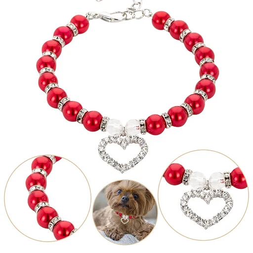 Male Dog Bow Tie Collar for Small Dogs Neck Collars for Cats Pearls And Diamonds Rope Dog Collar Cat Collars for Boys No