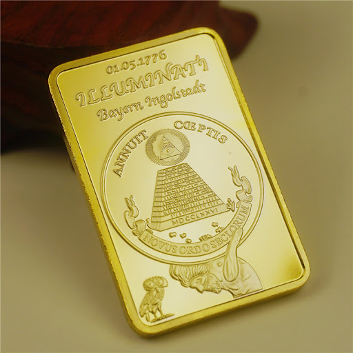 Title 6, Square gold-plated blocks of foreign currency f...