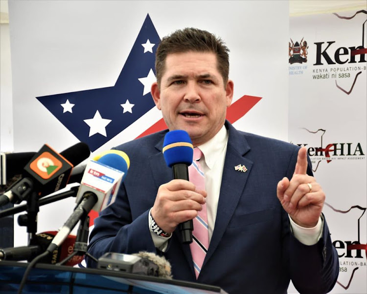 US Ambassador Kyle McCarter during the release of KENPHIA report at Afya House on February 20, 2020