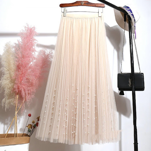 Title 1, New Mesh Skirt Pleated Pure Color Sweet And Bea...