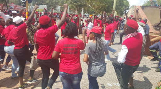 Thousands of Economic Freedom Fighters supporters and student leaders protested against his continued detention outside the court. 01 March 2017.