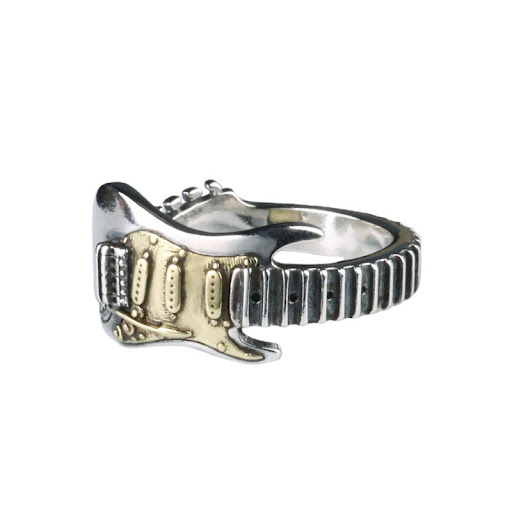 Title 2, Mens Ring Electric Guitar Rock Punk Style, a b...