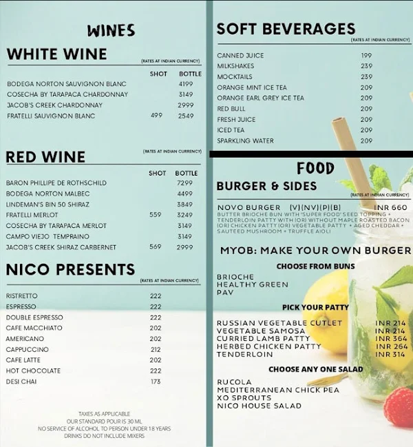NICO Coffee House & Bar menu 