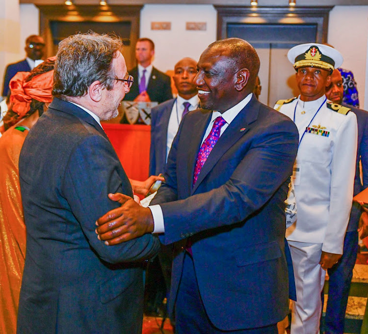 President William Ruto and another leader during the United Nations Development Programme’s inaugural Africa Investment Partnership Forum in New York, United States.