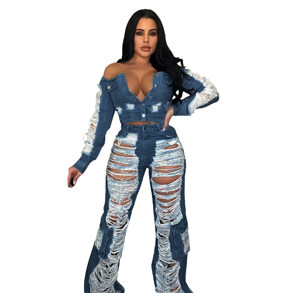 Women's fashion individual casual ripped jeans. Stylish, comfortable, and perfect for everyday wear. Get the modern look