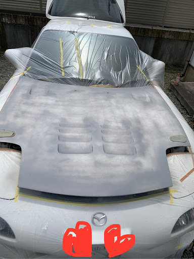 Rx 7 Fd3s 後期のボンネット塗装 自家塗装缶スプレー Diyに関するカスタム メンテナンスの投稿画像 車のカスタム情報はcartune