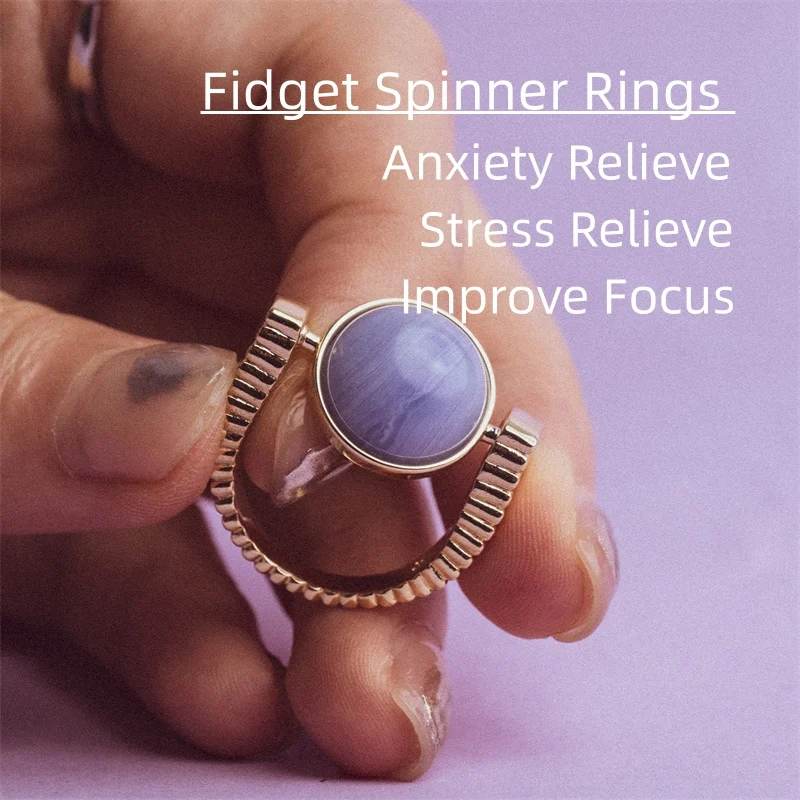 Originalni Fidget Spinner Prstenovi Prstenje od Prirodnog Kamena Zamenljivi Spineri Nakit za Ublažavanje Stresa i Anksioznosti Poklon