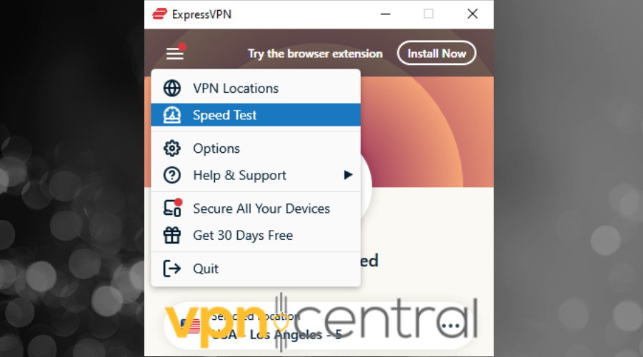 ExpressVPN internet speed test